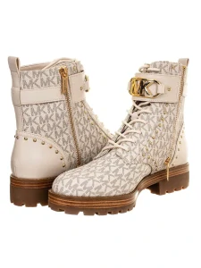 Boty dámské Michael Kors Kincaid Lace Up Bootie vanilla s monogramem
