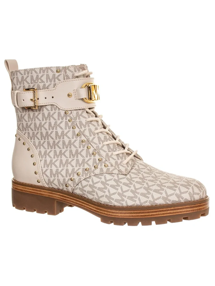 Boty dámské Michael Kors Kincaid Lace Up Bootie vanilla s monogramem