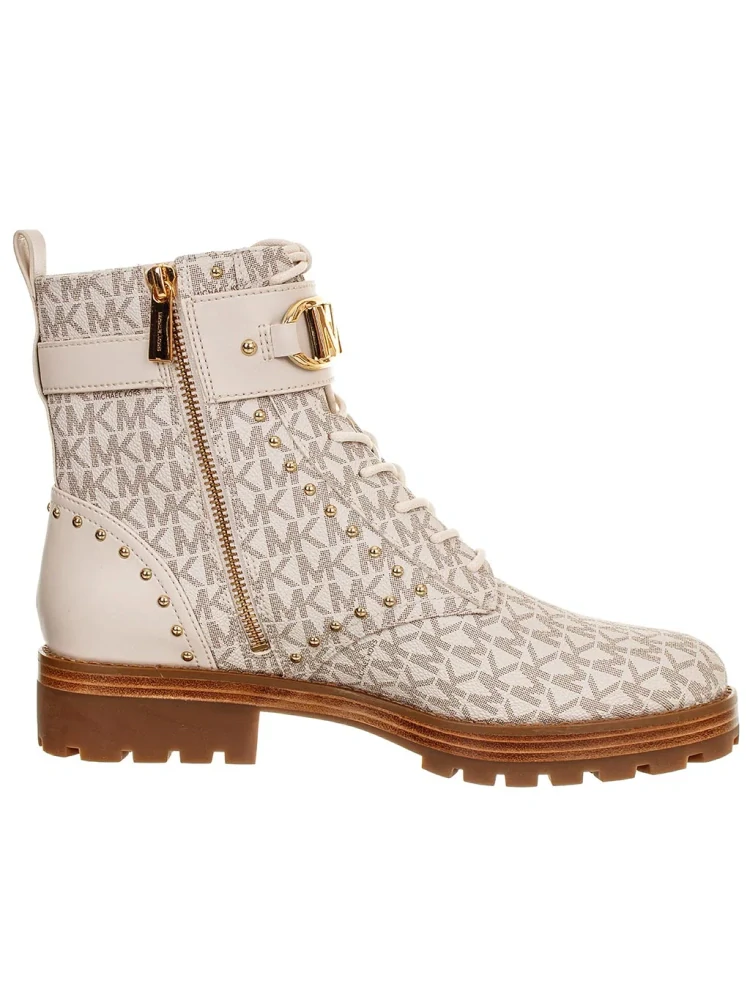 Boty dámské Michael Kors Kincaid Lace Up Bootie vanilla s monogramem