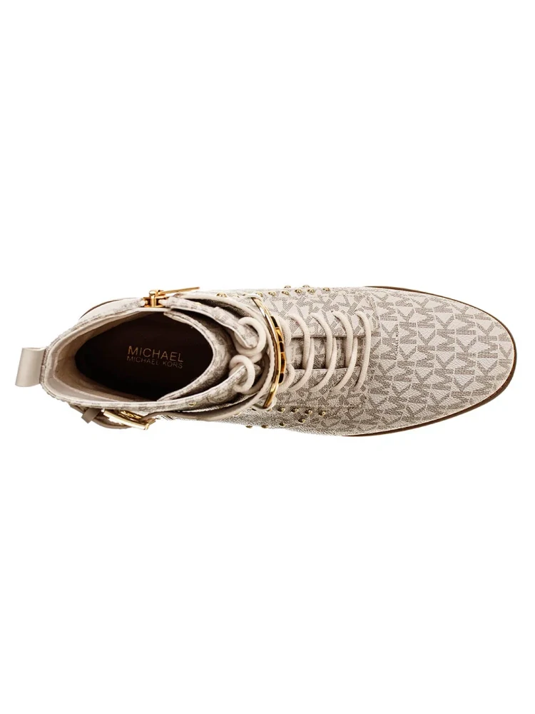 Boty dámské Michael Kors Kincaid Lace Up Bootie vanilla s monogramem