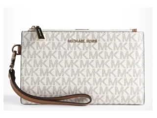 Peněženka Michael Kors double zip wristlet signature vanilla