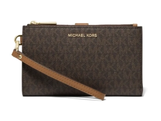 Peněženka Michael Kors double zip wristlet signature brown